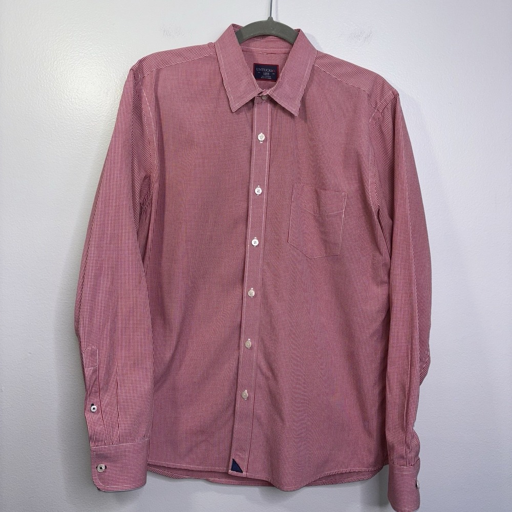 UNTUCKit‎ Slim Fit Shirt Mens Size Large Red White Plaid 100% Cotton